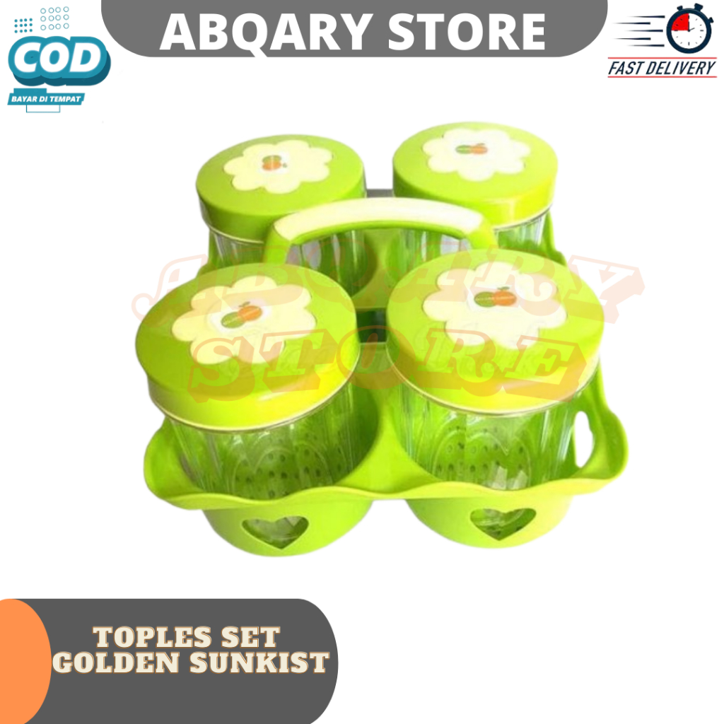 Toples set 4 pcs Golden sunkis / TOPLES KUE / TOPLES SNACKToples Kue Lebaran/Toples cantik lebaran