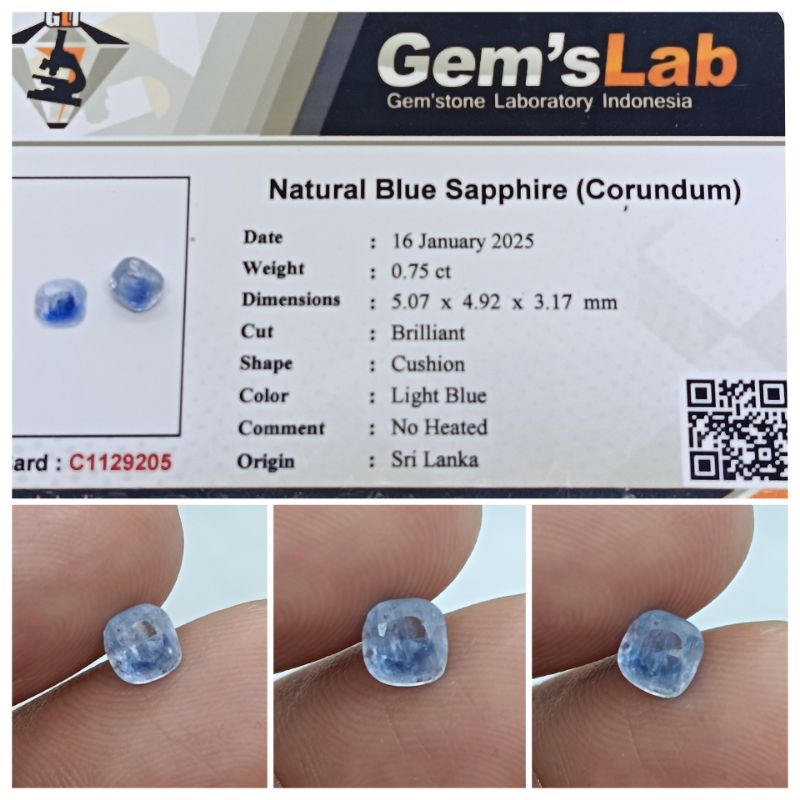 Natural Top Blue sapphire Ceylon mini 0,75ct memo GLI Safir Srilanka