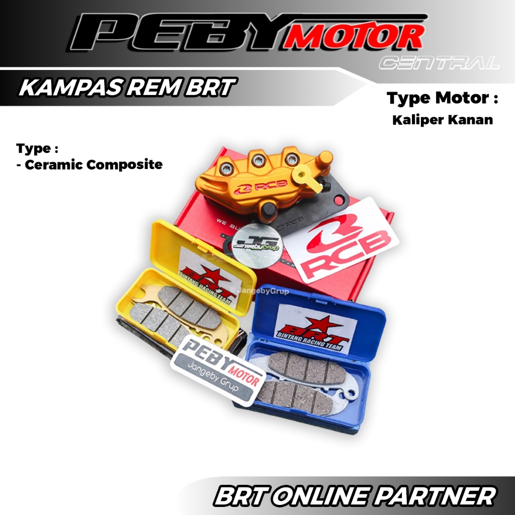 Kampas Rem BRT Depan Untuk Kaliper RCB 2 Piston Kanan