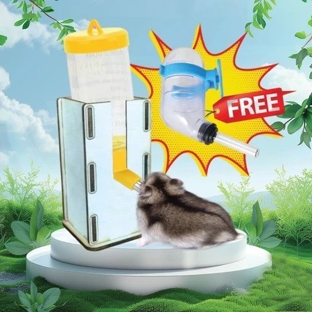 PAKET DISPENSER KAYU + BOTOL MINUM HAMSTER Cantolan Tempat Minum Hamster Botol Hamster Dot Hamster F