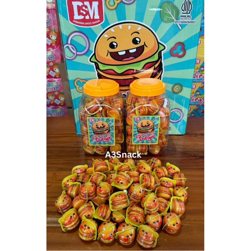 

marshmallow burger rasa buah buahan 1 toples isi 60 pcs