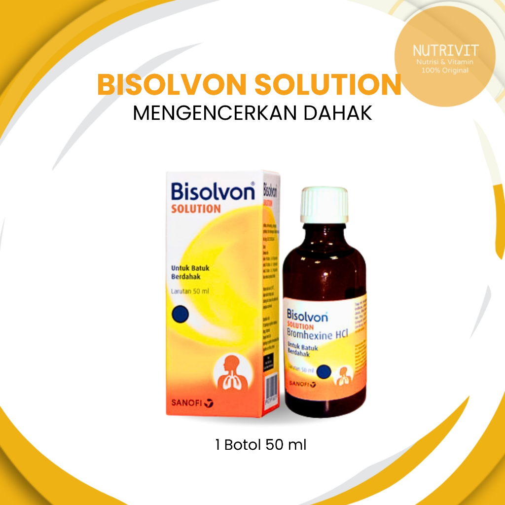 BISOLVON SOLUTION 50ml - Meredakan batuk berdahak untuk nebul, uap dan drop - Per Botol