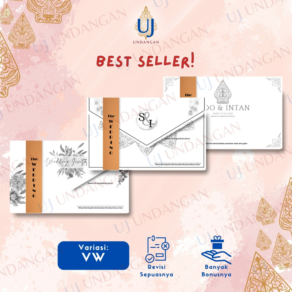 Undangan Pernikahan Setengah Amplop Hitam Putih BC Gramatur 160 Murah Elegan Rustic | Kartu Undangan