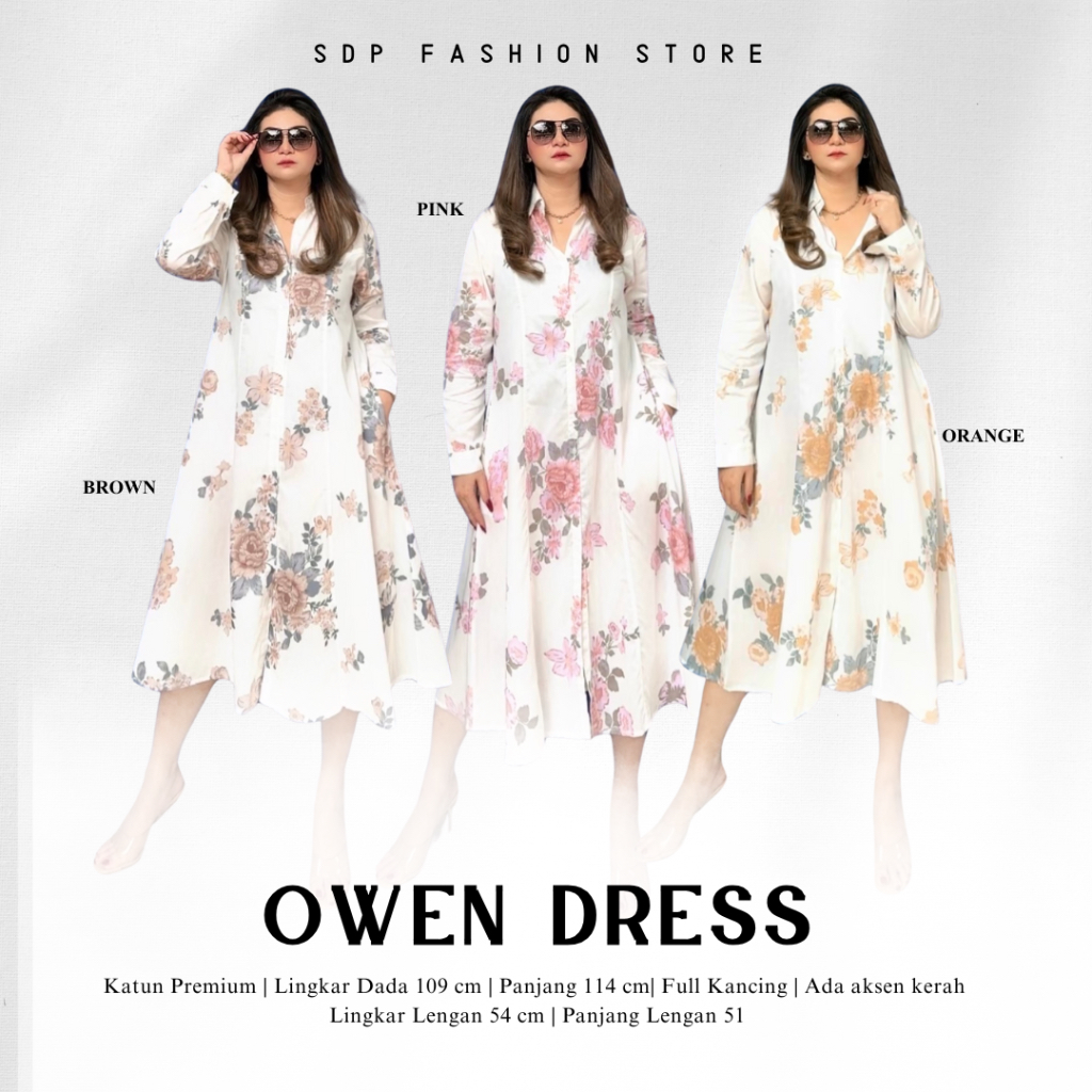 Dress Owen - Tunik Wanita Lengan Panjang Katun Premium