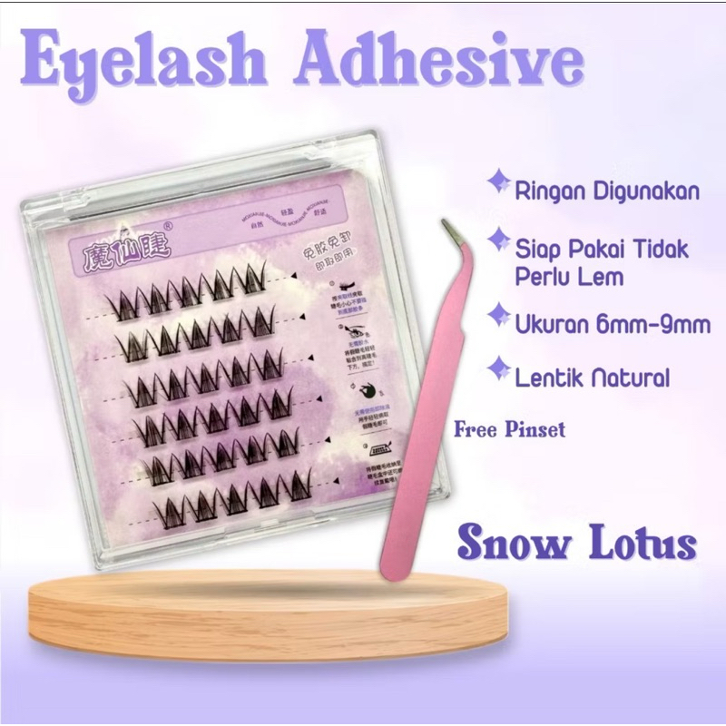 EYELASH ADHESIVE TANPA LEM MODEL SNOW LOTUS UKURAN 6MM - 10MM LEBAR 6MM Natural Korean Look Hang out