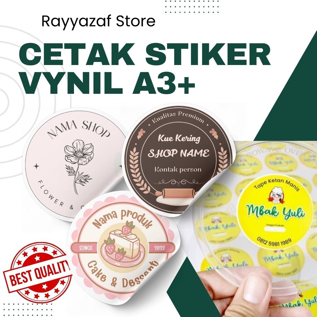 

Cetak Stiker VYNIL A3+ ANTI AIR Sticker Segel Label Makanan Botol Minuman Kemasan Produk