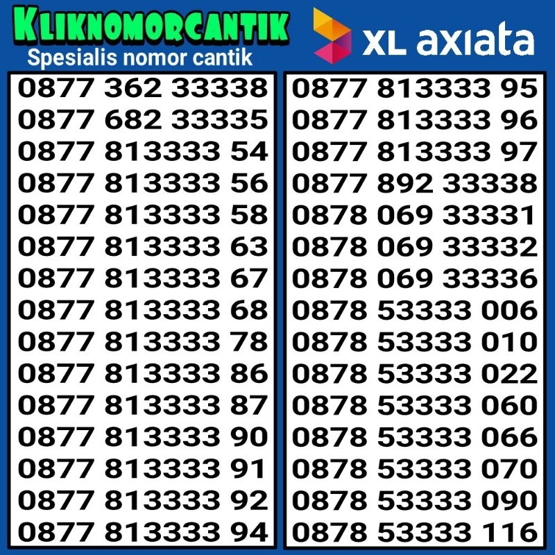 nomor cantik XL 4G&5G kartu perdana XL seri 3333 A2