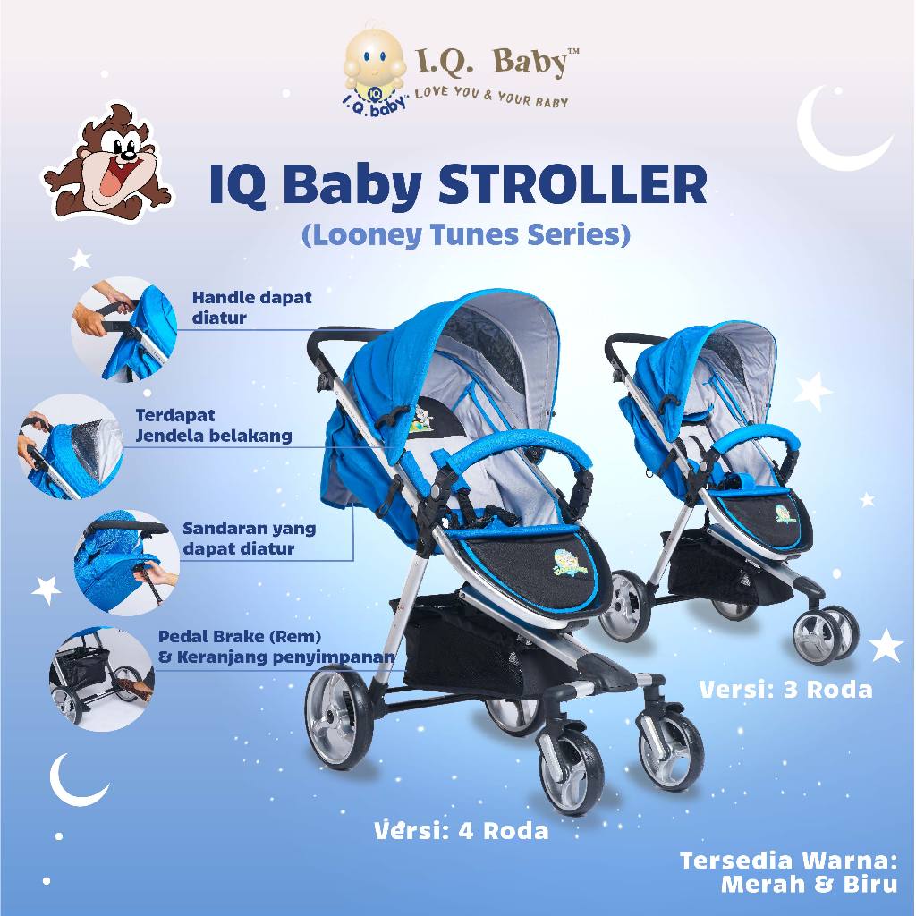 I.Q. BABY Kereta Dorong / Stroller Bayi 4 Roda Untuk Bayi Anak , Stroller Traveling - 3 Wheels Strol