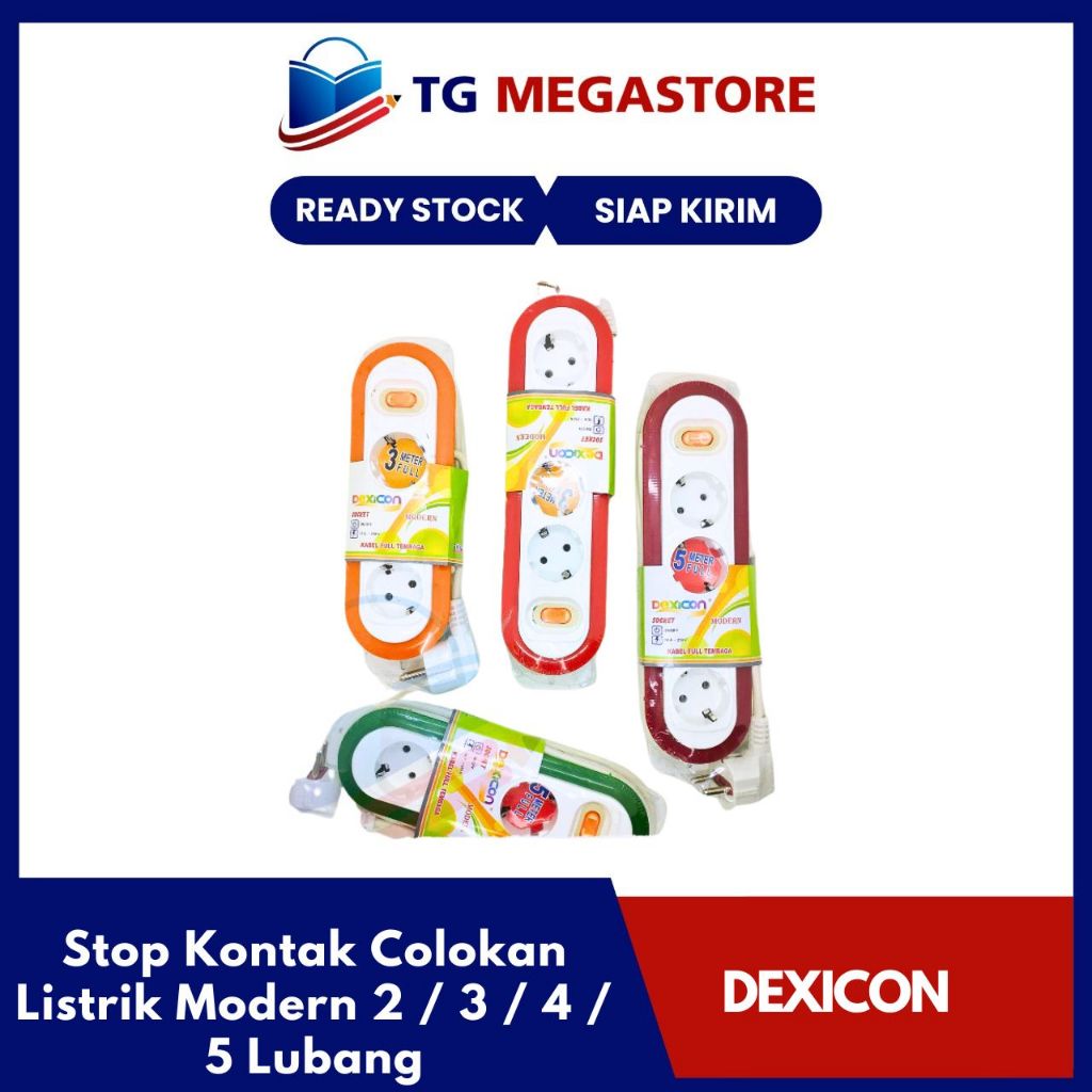 Stop Kontak Modern + kabel Dexicon 2 / 3 / 4 / 5 Lubang