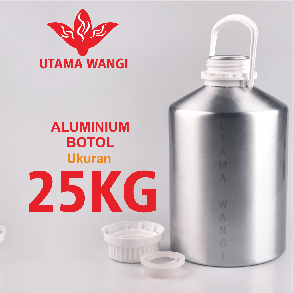 JERIGEN 25 LITER  25KG 25l NATURAL SILVER ALUMUNIUM ALUMINIUM KALENG  TUTUP LUAR DALAM BARU