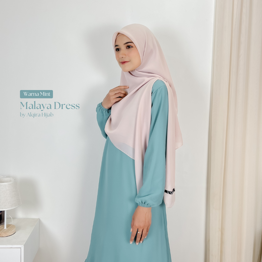Alqira Hijab - Gamis Malaysia - Bahan Ceruty Babydoll Premium Full Furing - Gamis Kondangan - Warna 