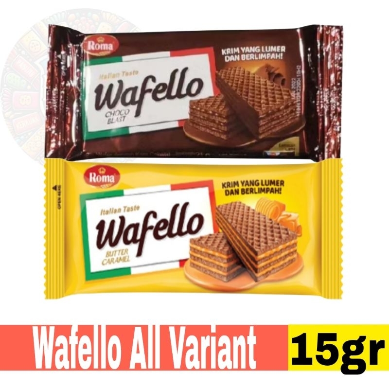 

Roma Wafello All Variant Satuan Coklat 15gr dan Butter Caramel 17gr