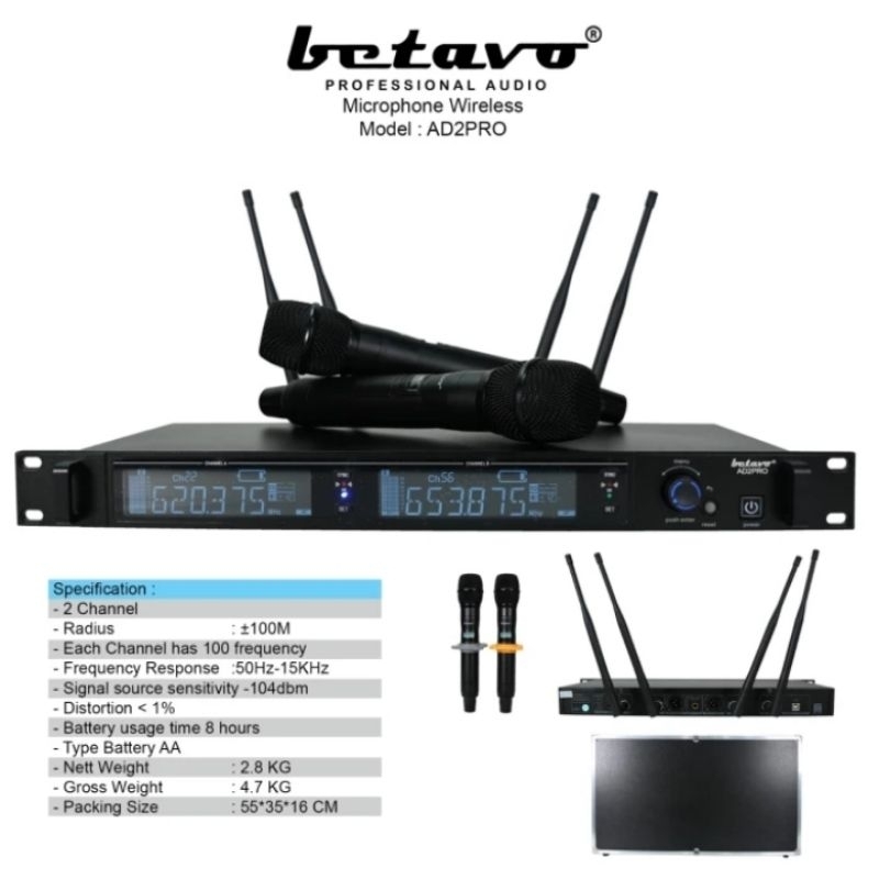 mic wireless original betavo ad2 microphone wireless mic karaoke original