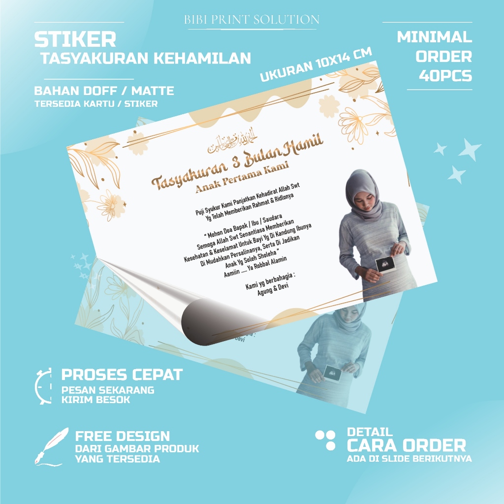 

Sticker / Kartu Tasyakuran Kehamilan 3 Bulanan 7 Bulanan Bahan Doff / Matte