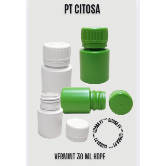 Botol Obat 12 Kapsul Vermint / Botol Obat / Botol Tablet / Botol Kapsul / Botol Vermint