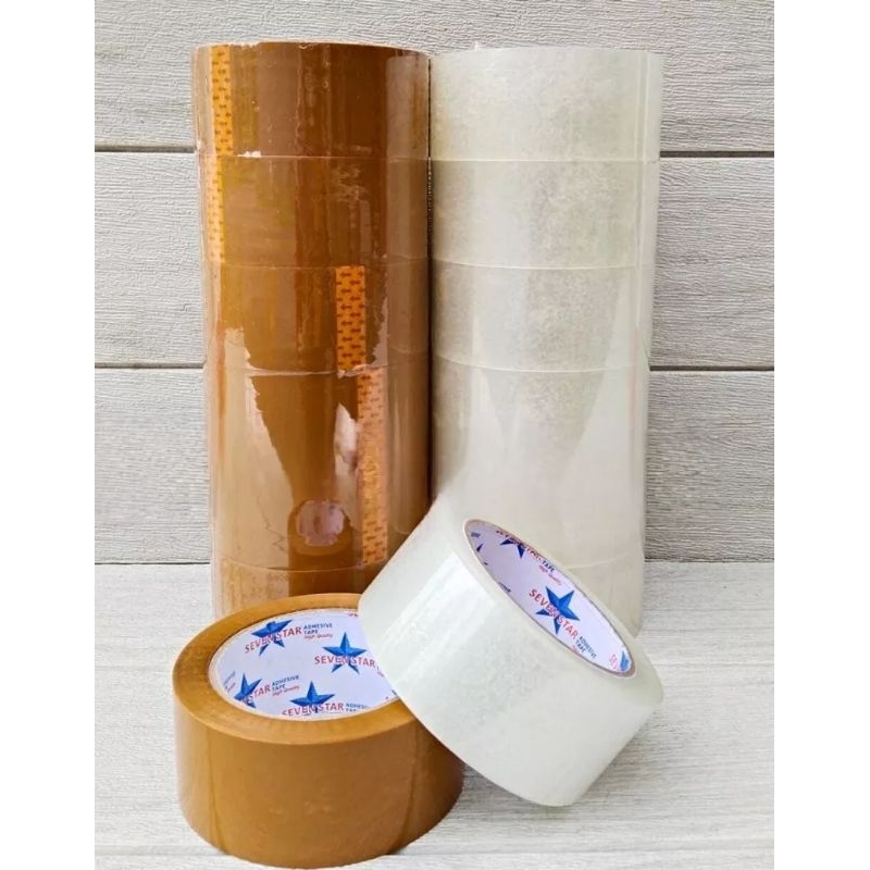 

Plakband/Lakban/OPP Seven Star 2 inch/ 48mm X 100 yard Bening Coklat