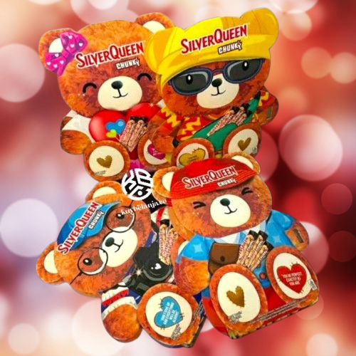 

PAKET VALENTINE Coklat silverqueen chunkybar Cashew edisi valentine bear mede isi 3 pcs x 26gr