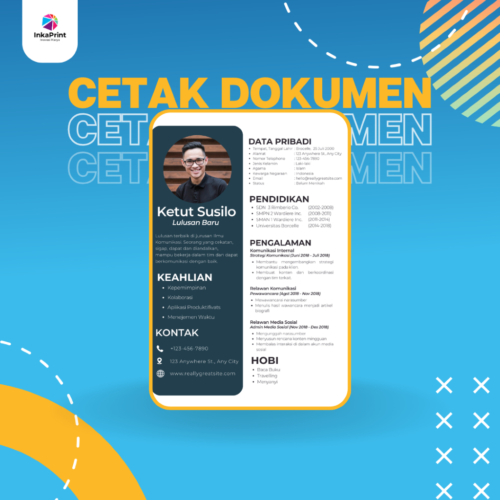 

Cetak Dokumen A4/F4 – Hitam Putih/Warna, Kertas HVS/Premium, Cetak Laserjet, Hasil Tajam, Bisa Bolak-Balik, Pengerjaan Cepat.