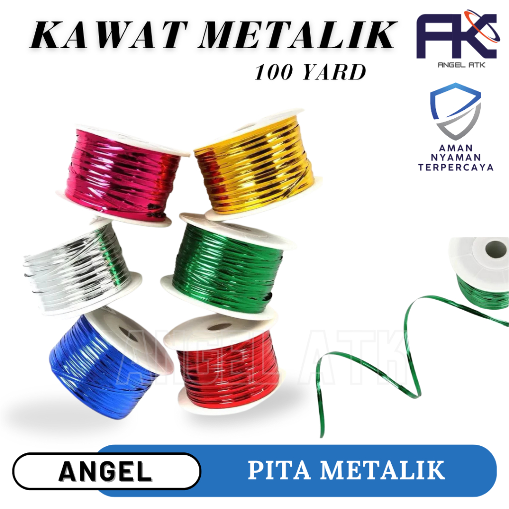 

Pita Metalik Kawat 100 Yard / Pita Souvenir dan Hadiah / Tersedia 8 Warna / Pengikat Multifungsi / Kawat Lilit Metalik / Cash On Delivery / Atk Blessing