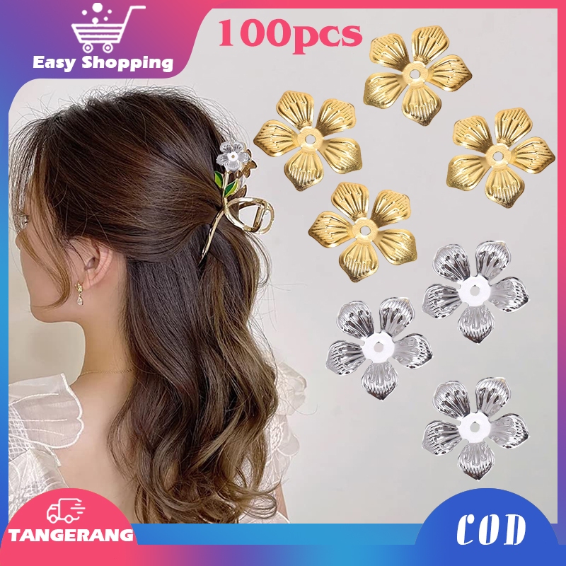100pcs Sarangan Bross Motif Bunga Sakura 22mm Tatakan Bross Jepit Rambut Tusuk Konde Dan Sarangan Ac
