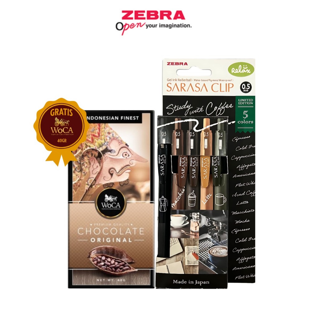 

Zebra Sarasa Pulpen Gel 0.5mm Coffee Series - Limited Edition - isi 5 pcs FREE COKELAT WOCA