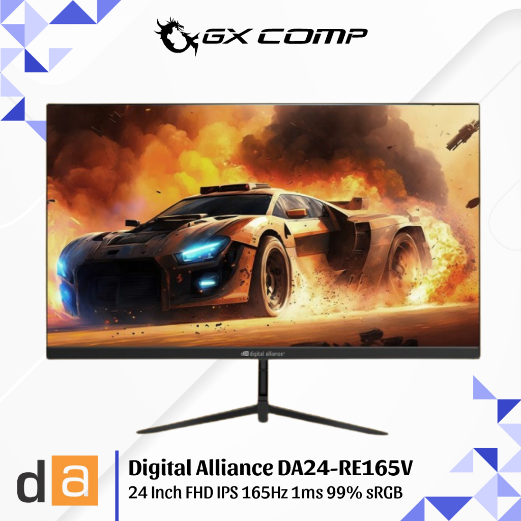 Monitor LED Digital Alliance 24" Inch 1080p FHD IPS 165Hz 1ms Adaptive Sync HDMI VGA 99% sRGB - DA24