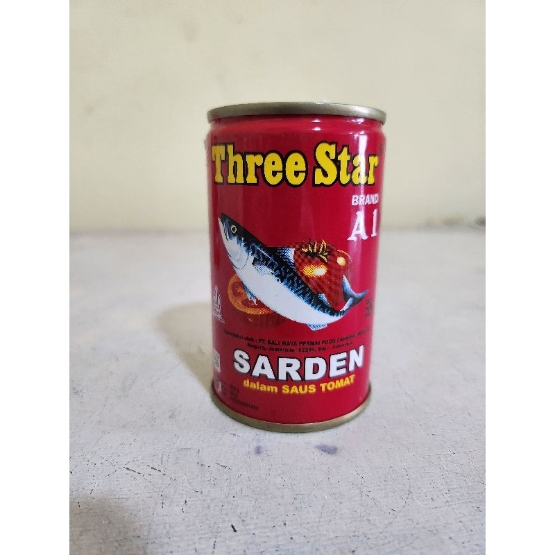 

Sarden dalam Saus Tomat Three Star Brand A1