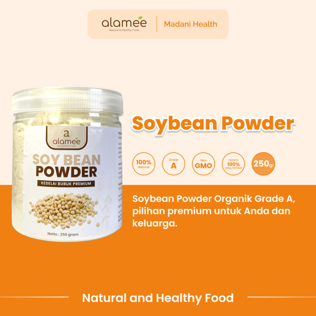 

ALAMEE Soy Milk Bean Powder PREMIUM Bubuk Susu Kacang Kedelai Murni Tinggi Protein Tanpa Gula 250gr