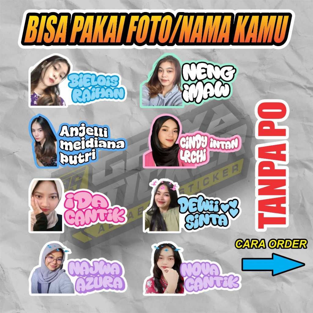 Stiker Foto dan Tulisan Nama Custom - Cetak Photo Sticker Waterproof STIKER FOTO NAMA BUCIN MURAH [C