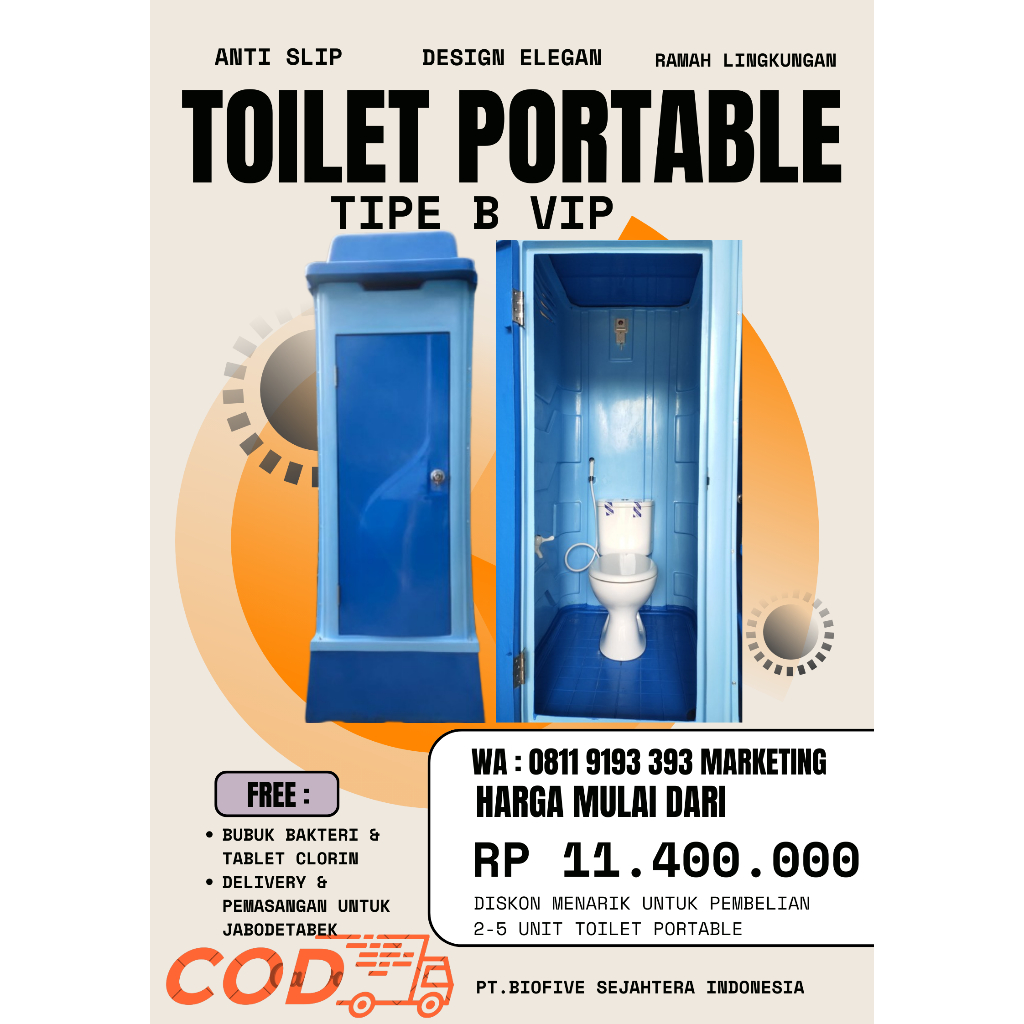 Toilet Portable Fiberglass VIP Closed Duduk Harga Murah Februari 2025
