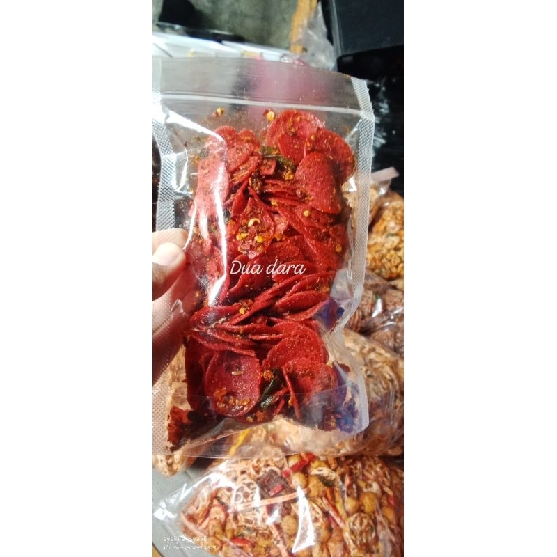 

100gr Sosreng sosis goreng pedas ori daun jeruk