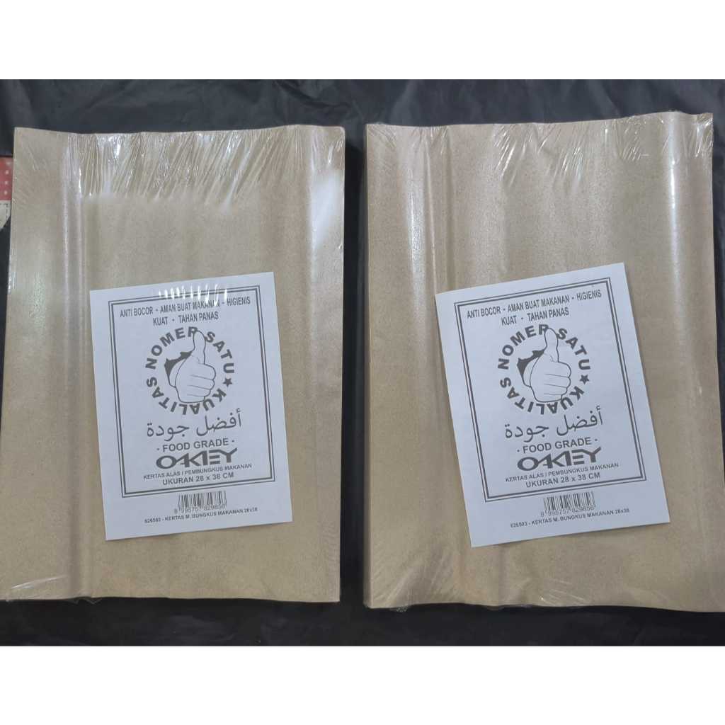 Kertas Nasi Coklat merk Okey | Kertas pembungkus makanan | Kertas alas nasi | 28x38