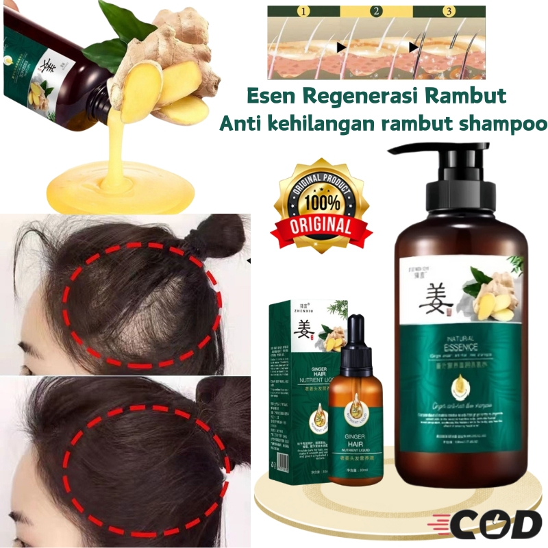 【COD ORI】ZHENXIU Shampo Jahe 500ml / Sampo Penumbuh Rambut Cepat / Shampoo Rambut Rontok /Shampoo An