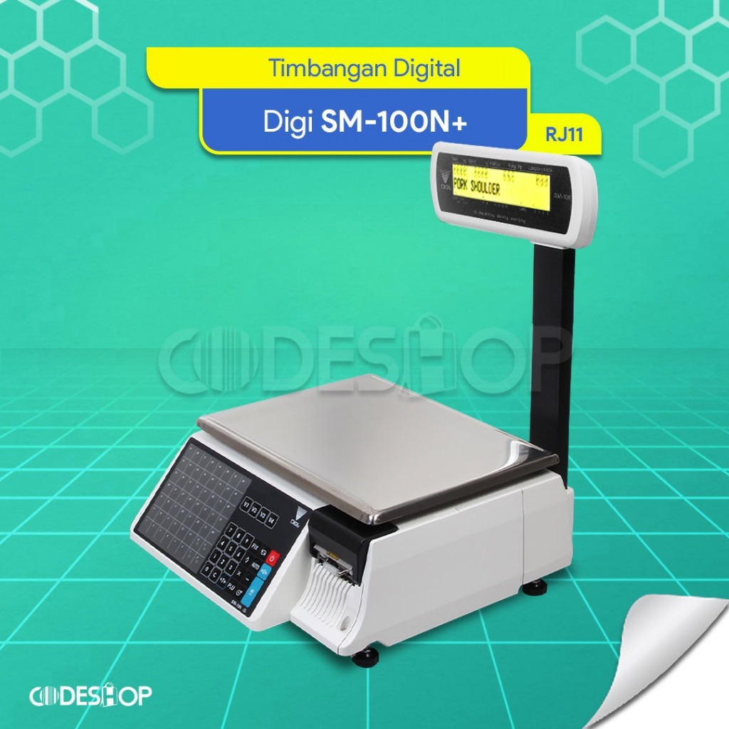 Timbangan Digi SM100N Plus Timbang Print Label SM100 Digital Scale 15kg