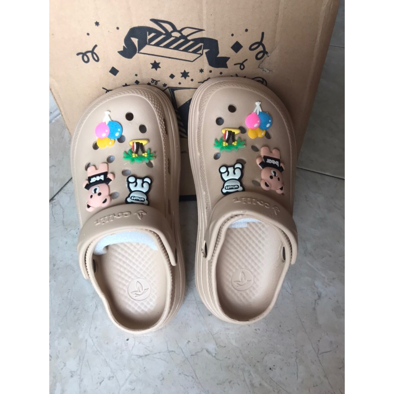 Sandal Jelly Wedges Wanita impor/import sandal crocs merk collins