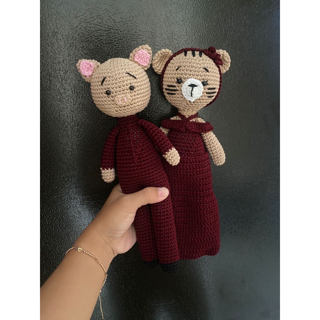 Boneka Rajut Couple | Boneka  Amigurumi  | Boneka Wedding | Kado Wedding Versi Shio Babi Dan Macan