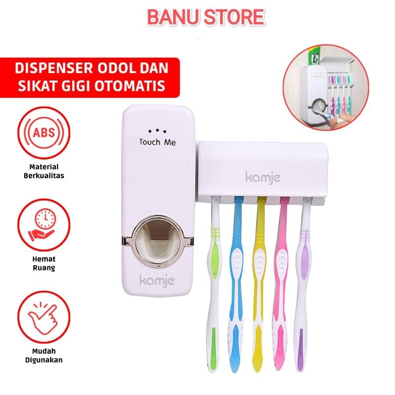 Dispenser odol dan tempat sikat gigi otomatis