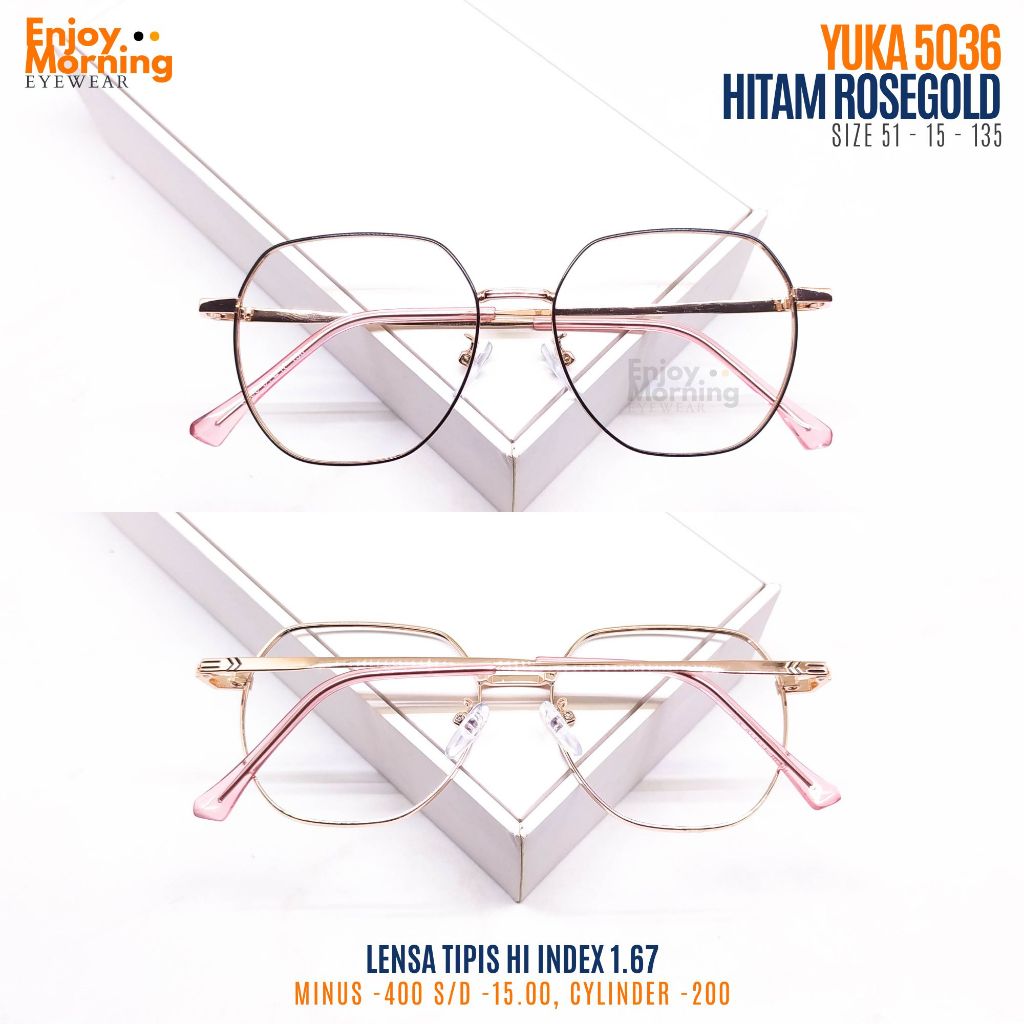 Kacamata Minus Wanita -4 sd -15 Silinder -2 Kacamata Besi Oval Anti Radiasi Blueray Bluecromic