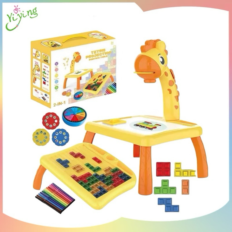 (BISA COD) MEJA PROYEKTOR TETRIS 2 IN 1 UKURAN JUMBO  / Meja Gambar Anak Proyektor Meja Belajar Proy