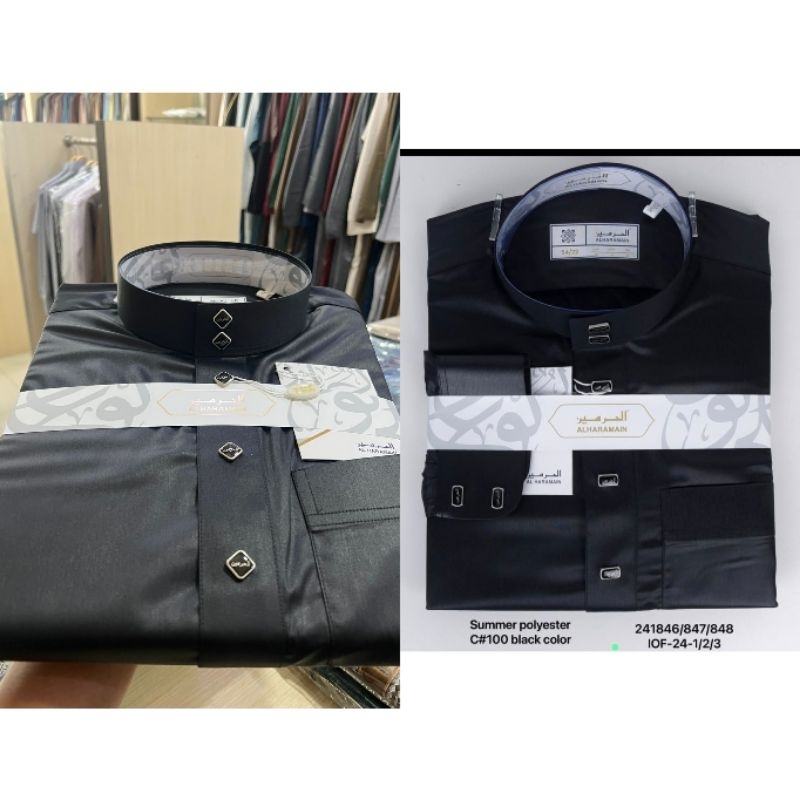 AL Haramain Jubah / Gamis Pria Remaja Premium Lengan Manset dan Non manset | Hitam