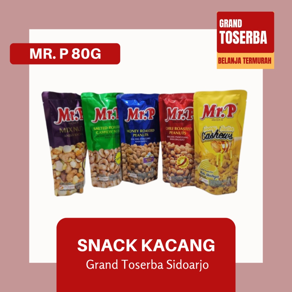 

MR.P KACANG PANGGANG KEMASAN 80G / MISTER PIKACANG METTE / SNACK PANGGANG