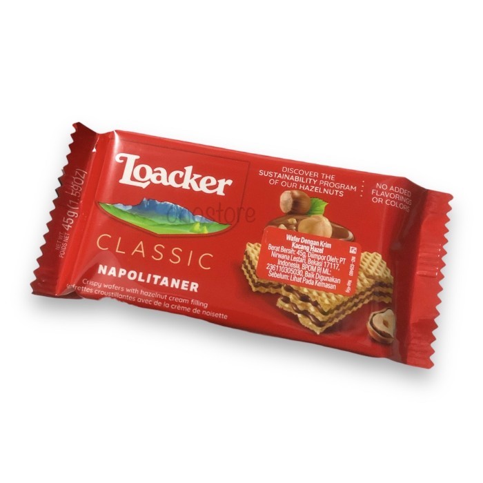 

Biskuit, Kue, & Wafer Loacker 45gr Classic napolitaner Wafer Waffer Import Loker Loacker 45 gram