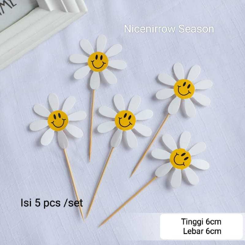 Topper Happy birthday bunga Daisy smile HBD PANDA LION Hiasan kue ultah