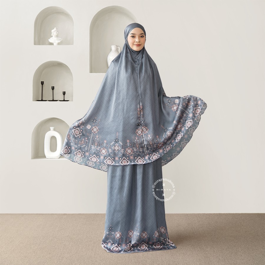 Mukena Travel Printing Miraya Folk Denim