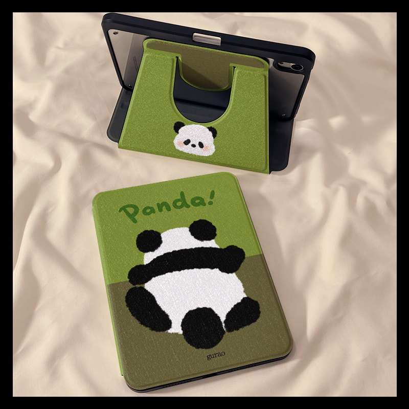 360 Rotation cute panda iPad Case For ipad 10th 9 8 7 6 iPad Air 6 5 4 3 Cover Pro 2024 2022 2021 Mi