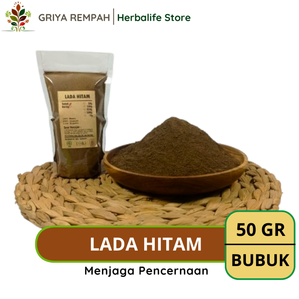 

LADA HITAM BUBUK 50 GRAM Merica Rempah Herbal Simplisia Alami untuk Bumbu Masakan & Jamu Kering Tradisional Kesehatan Mrica Mrico Ireng Piper nigrum