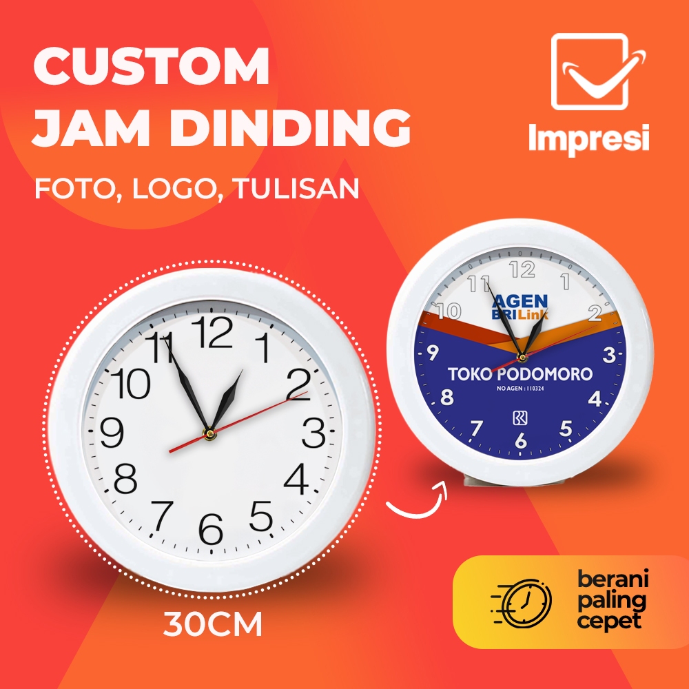 Jam Dinding Promosi Hadiah PKL Kenang-kenangan Custom Foto dan Logo - NAKU - Goovi