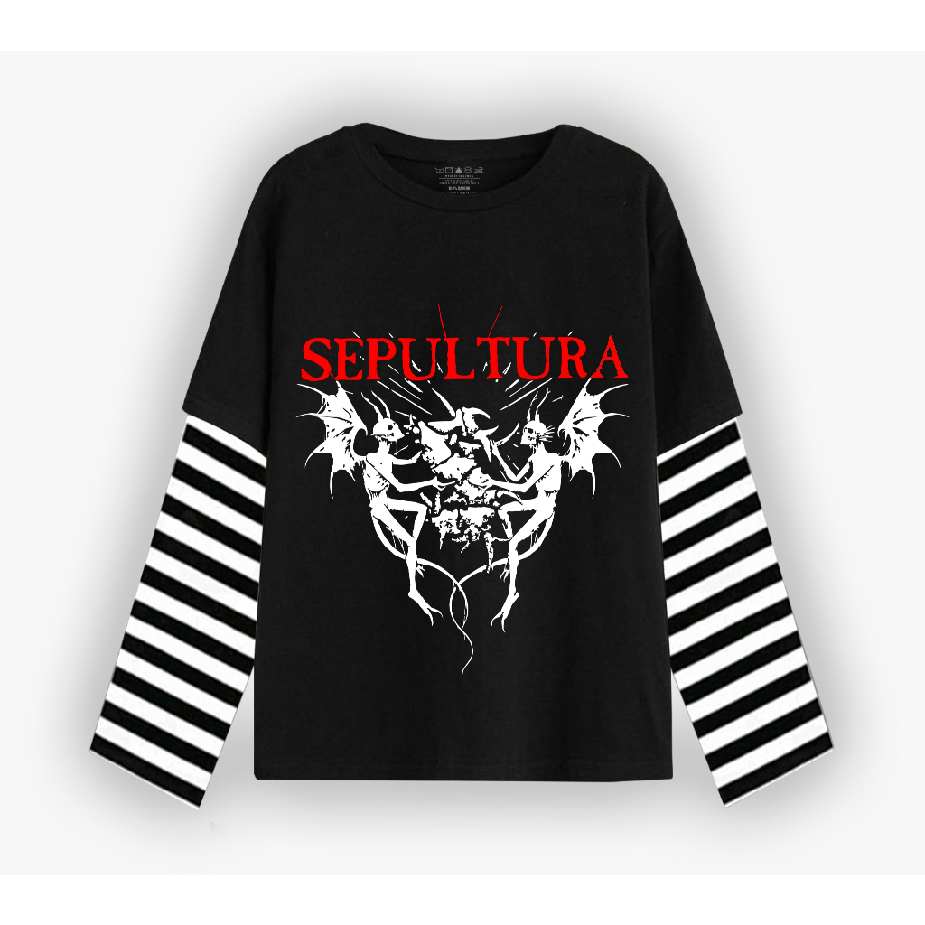 KAOS SEPULTURA DOUBLE LAYERS LONG SLEEVE DISTRO NEW BAND BANDUNG UNDERGROUND METAL LUAR SEPULTURA