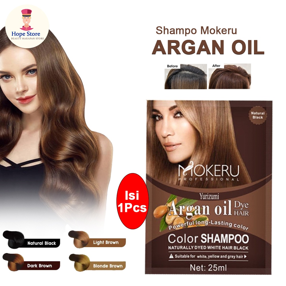 Shampo Pewarna Rambut Argan Oil / Yurizumi Mokeru Sampo Semir Rambut Hitam