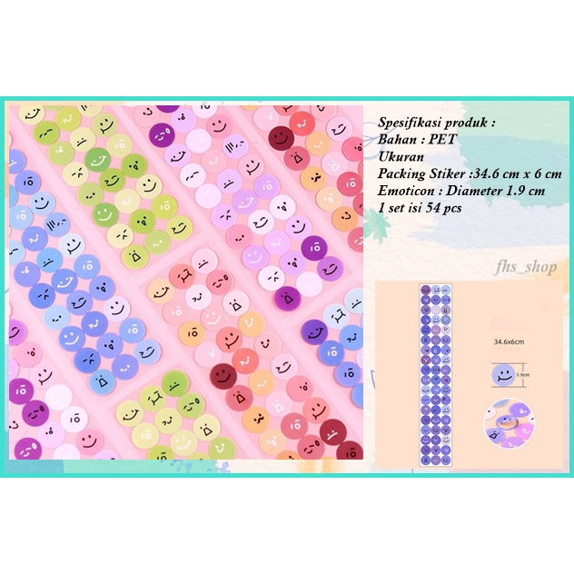 

54Pcs Stiker Aesthetic Scrapbook Sticker Deco Stiker Lucu Stiker Jurnal Emoji Round Deco Journal